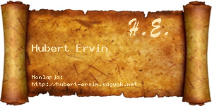 Hubert Ervin névjegykártya